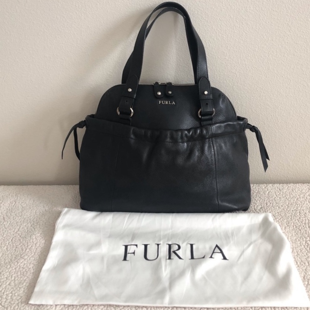 EUC Furla Black Pebble Leather Satchel